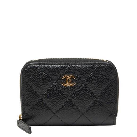 Chanel Coco Mark Matelassé Classic Zip Coin Purse Wallet/Coin Case AP0216 Bla...